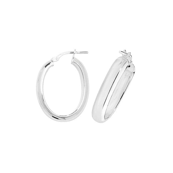 Silver Oval Plain Hoop Earrings G51117 - V3Acotis Silver JewelleryTH - G51117 - V3