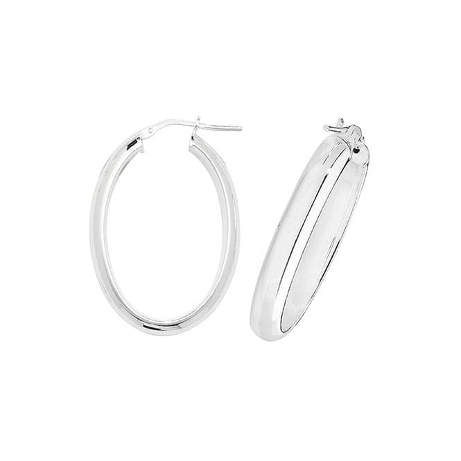 Silver Oval Plain Hoop Earrings G51117 - V4Acotis Silver JewelleryTH - G51117 - V4