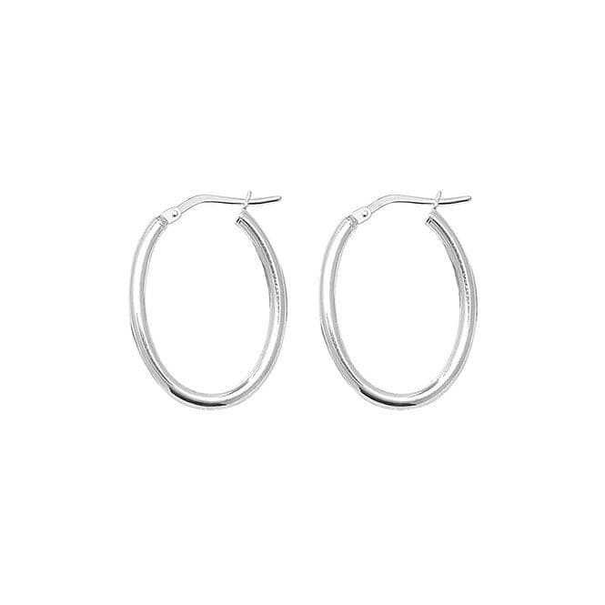 Silver Oval Plain Hoop Earrings G5258NAcotis Silver JewelleryTH - G5258N