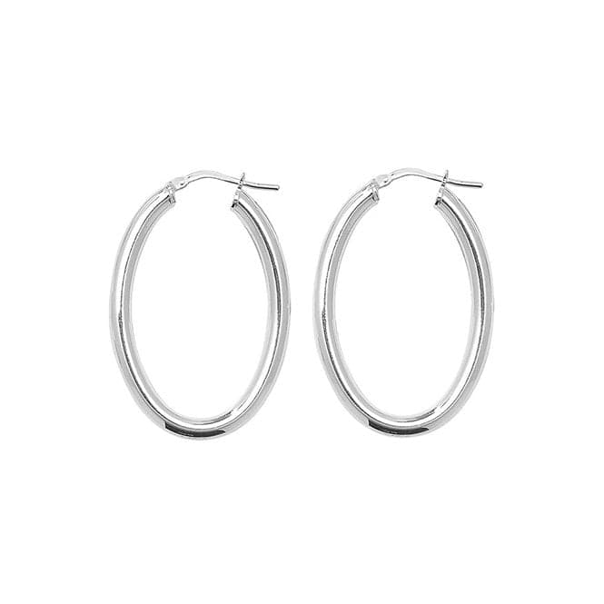 Silver Oval Plain Hoop Earrings G5259NAcotis Silver JewelleryTH - G5259N