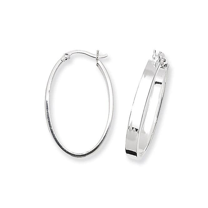 Silver Oval Plain Hoop Earrings G5561Acotis Silver JewelleryTH - G5561