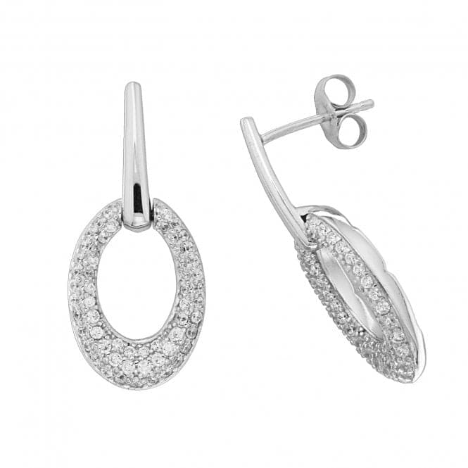 Silver Oval rhodium Plated Zirconia Drop Earrings G51194Acotis Silver JewelleryTH - G51194