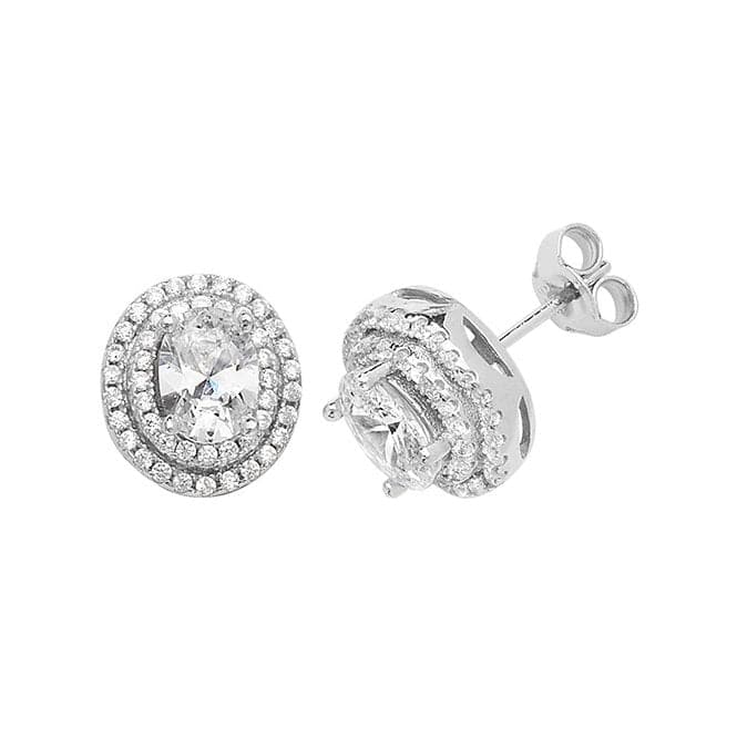 Silver Oval Zirconia Stud Earrings G51124Acotis Silver JewelleryTH - G51124