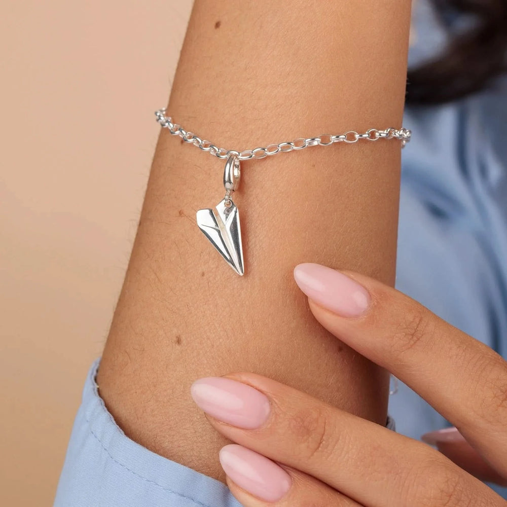 Silver Paper Plane Charm Bracelet CBRSPP-1