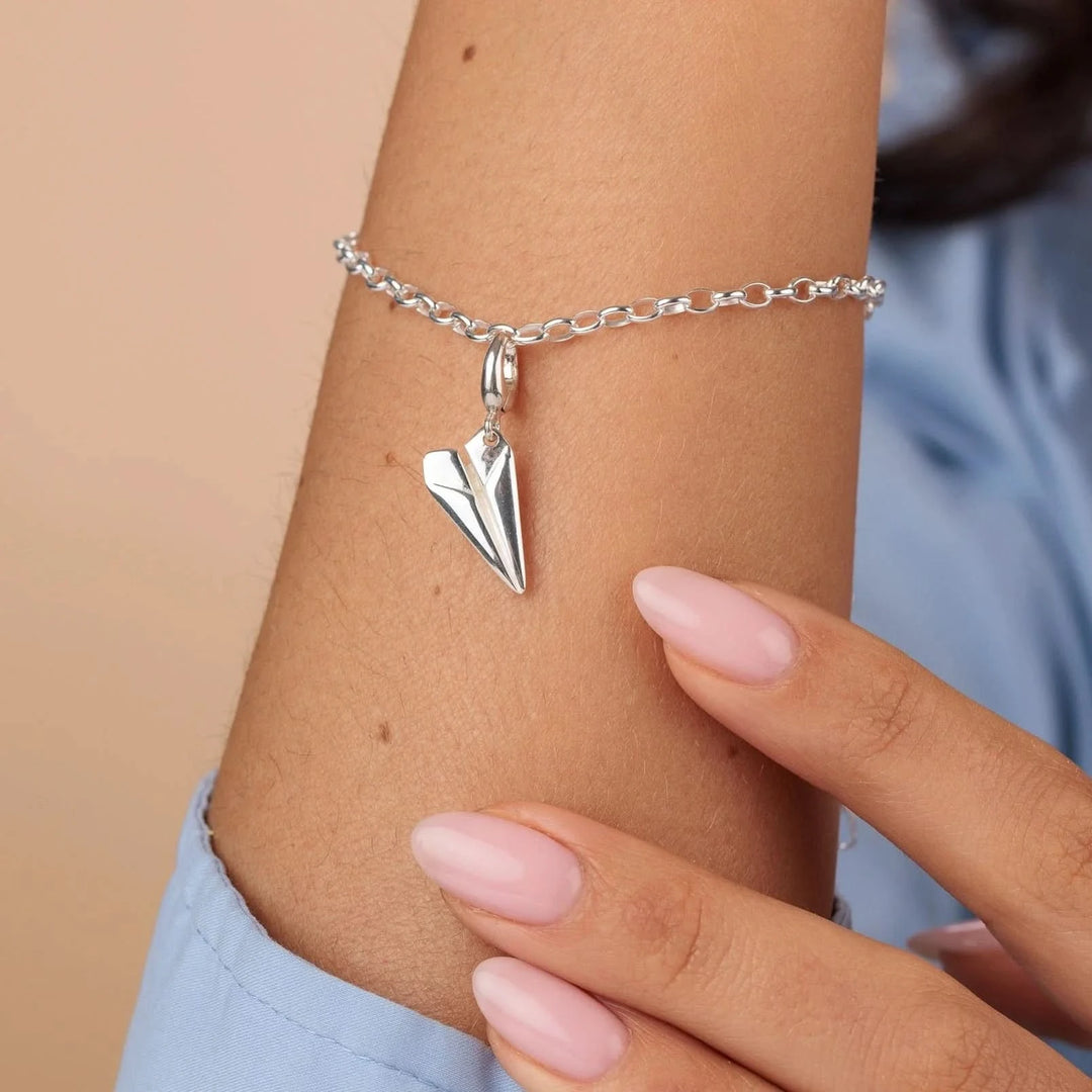 Silver Paper Plane Charm Bracelet CBRSPP-1