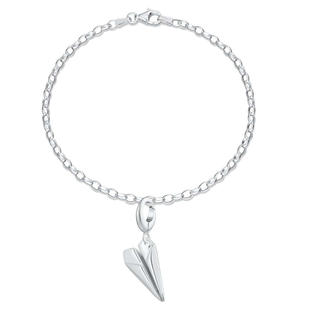 Silver Paper Plane Charm Bracelet CBRSPP-1