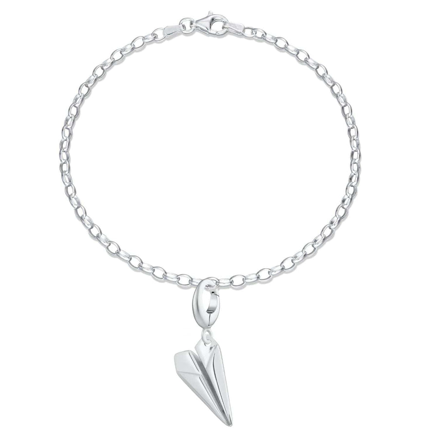 Silver Paper Plane Charm Bracelet CBRSPP-1
