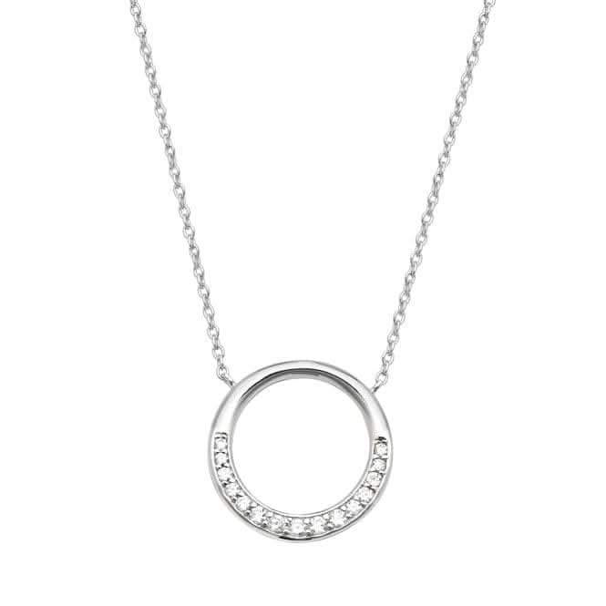 Silver Partial Set Halo Circle Cubic Zirconia Pendant SPG0065Silver &amp; CoSPG0065
