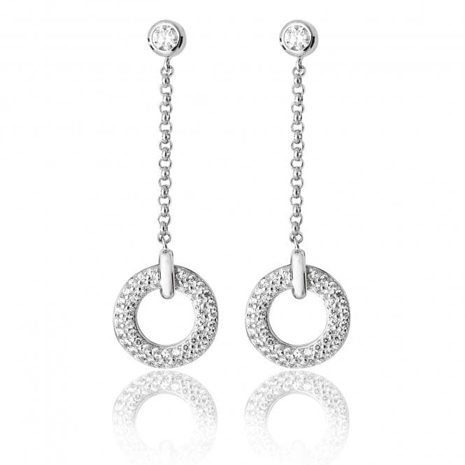 Silver Pave Circular Cubic Zirconia Drop Earrings SEG0069CZSilver & CoSEG0069CZ