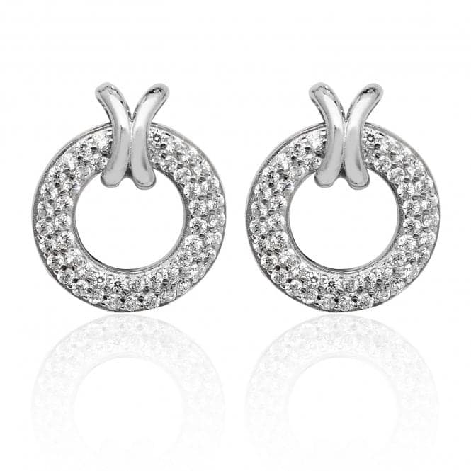 Silver Pave Style Circle Cross Loop Cubic Zirconia Stud Earrings SEG0028CZSilver & CoSEG0028CZ