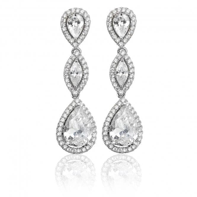 Silver Pear Marquise Shape Halo Cubic Zirconia Drop Earrings SEG0037CZSilver & CoSEG0037CZ