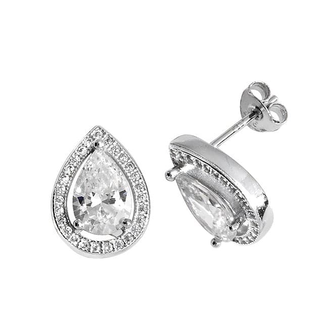 Silver Pear Shaped Zirconia Stud Earrings G51037Acotis Silver JewelleryTH - G51037