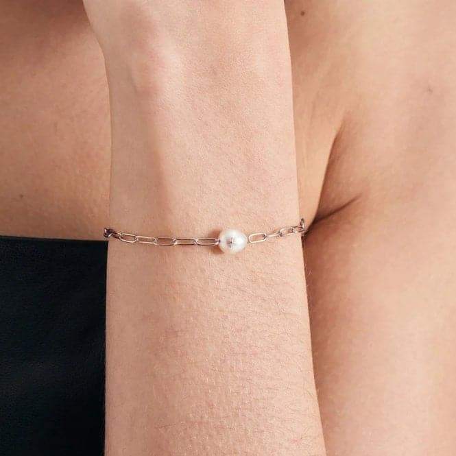 Silver Pearl Sparkle Chunky Chain Bracelet B043 - 03HAnia HaieB043 - 03H