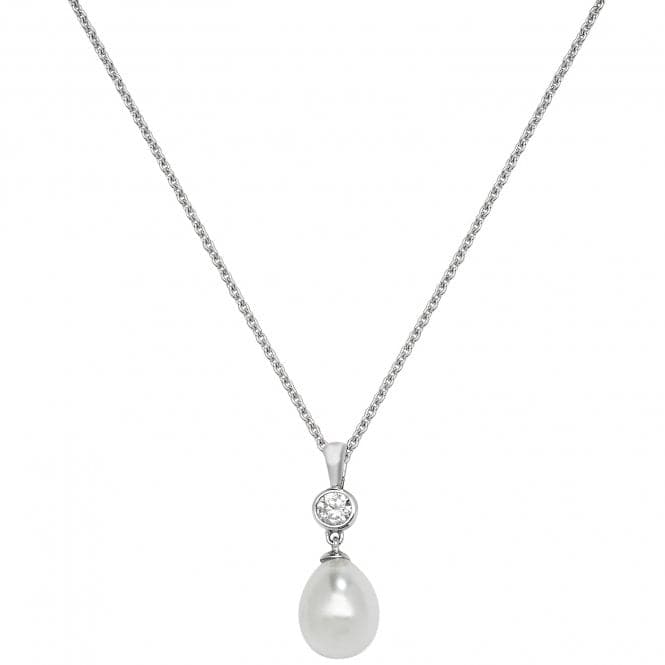 Silver Pearl+Cz rhodium Plated Pendant G6971Acotis Silver JewelleryTH - G6971