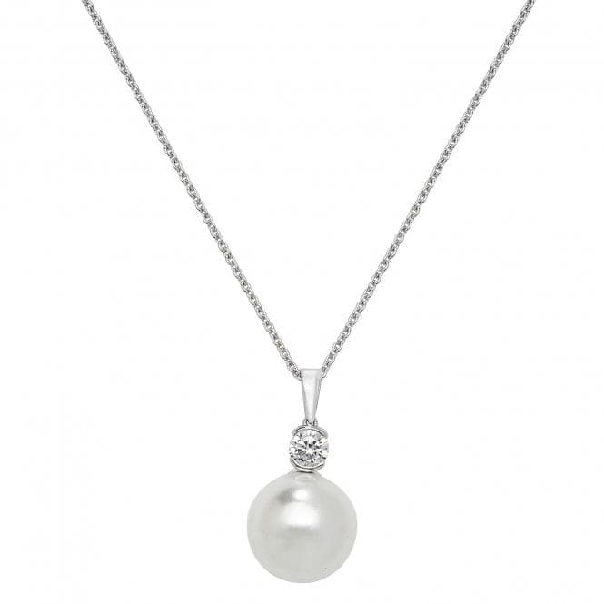 Silver Pearl+Cz rhodium Plated Pendant G6972Acotis Silver JewelleryTH - G6972