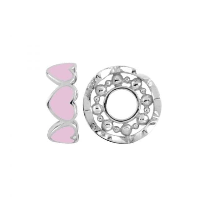 Silver & Pink Enamel Heart Stacking Wheel Charm S419PNKStorywheelsS419PNK