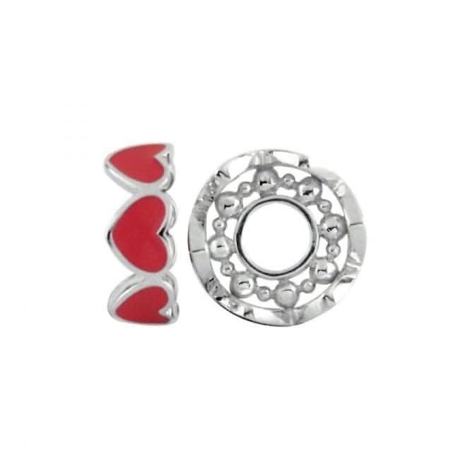 Silver &amp; Red Enamel Heart Stacking Wheel Charm S419REDStorywheelsS419RED