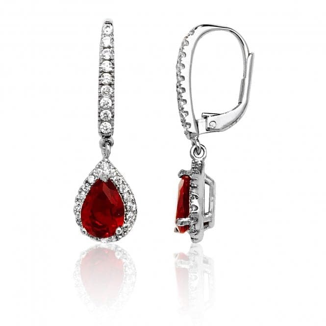 Silver Red Pear Shape White Cubic Zirconia Drop Earrings SEG0081RUSilver & CoSEG0081RU