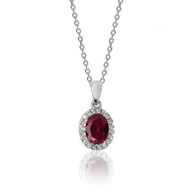 Silver Red White Oval Cluster Cubic Zirconia Chain Pendant SPG0035RUSilver &amp; CoSPG0035RU