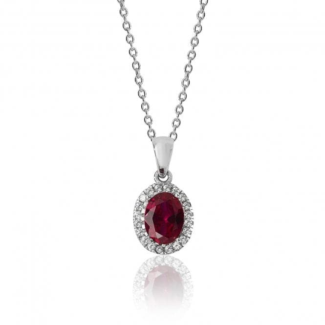 Silver Red White Oval Cluster Cubic Zirconia Chain Pendant SPG0035RUSilver & CoSPG0035RU