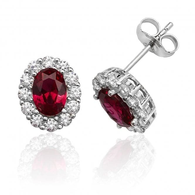 Silver Red White Oval Cluster Cubic Zirconia Stud Earrings SEG0039RUSilver & CoSEG0039RU