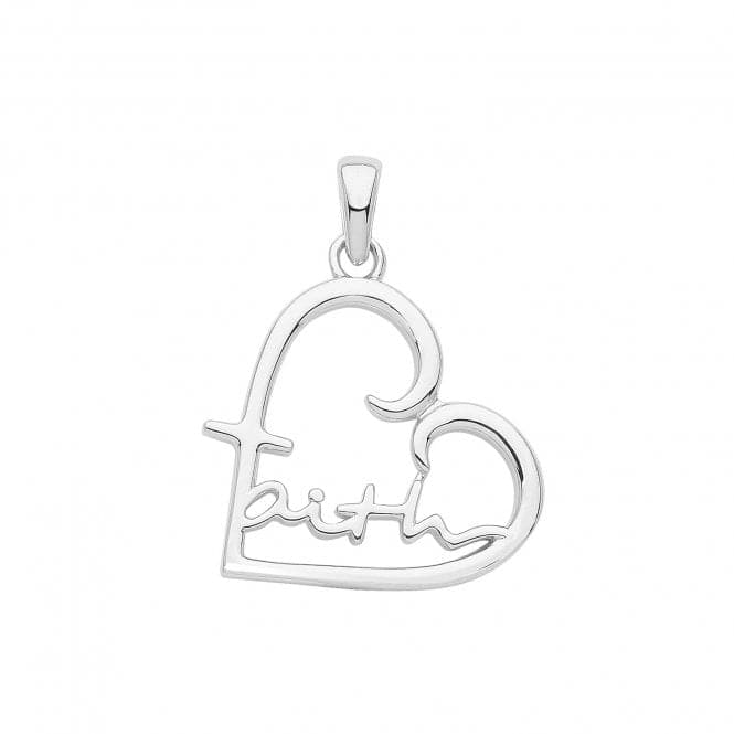 Silver rhodium Faith Heart Pendant G61094Acotis Silver JewelleryTH - G61094