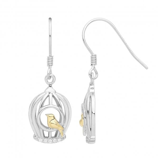 Silver rhodium / Gold Plated Bird Cage Earrings G51261Acotis Silver JewelleryTH - G51261