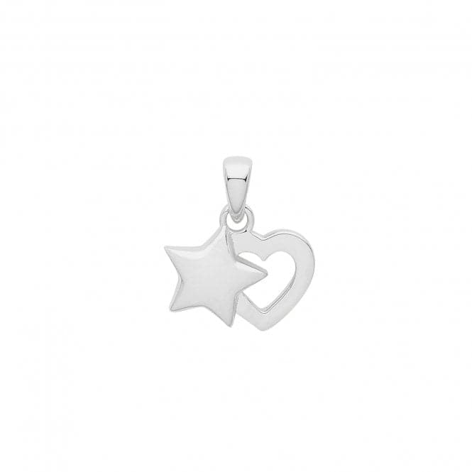 Silver rhodium Heart And Star Pendant G61064Acotis Silver JewelleryTH - G61064