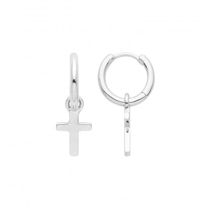 Silver rhodium Hoops With Cross G51282Acotis Silver JewelleryTH - G51282