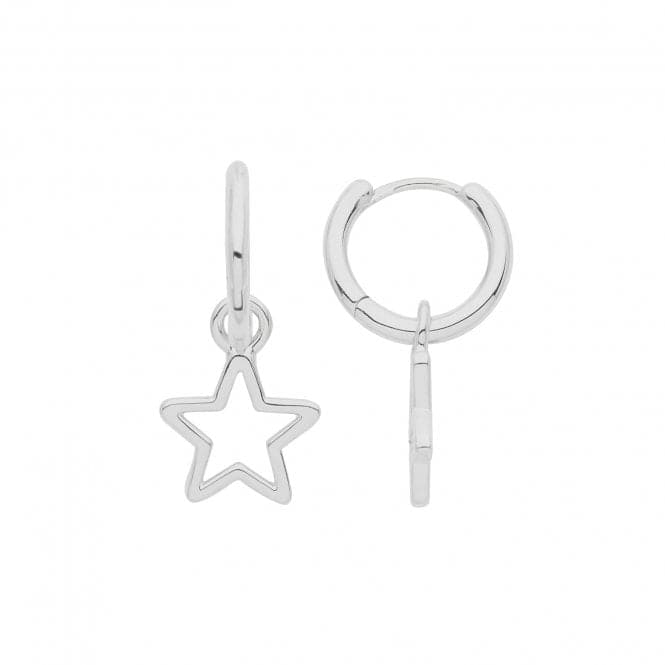 Silver rhodium Hoops With Star G51277Acotis Silver JewelleryTH - G51277