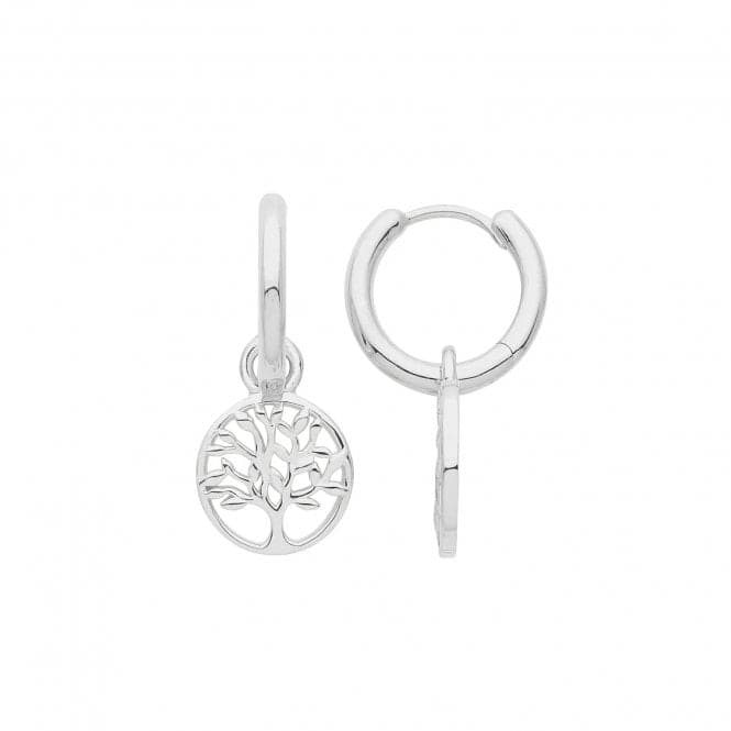 Silver rhodium Hoops With Tree Of Life G51281Acotis Silver JewelleryTH - G51281