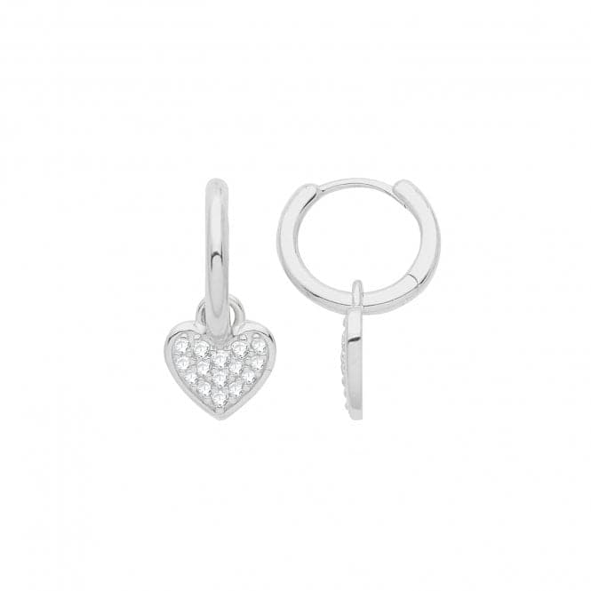 Silver rhodium Hoops With Zirconia Set Heart G51279Acotis Silver JewelleryTH - G51279