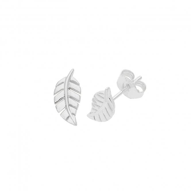 Silver rhodium Leaf Studs G51267Acotis Silver JewelleryTH - G51267