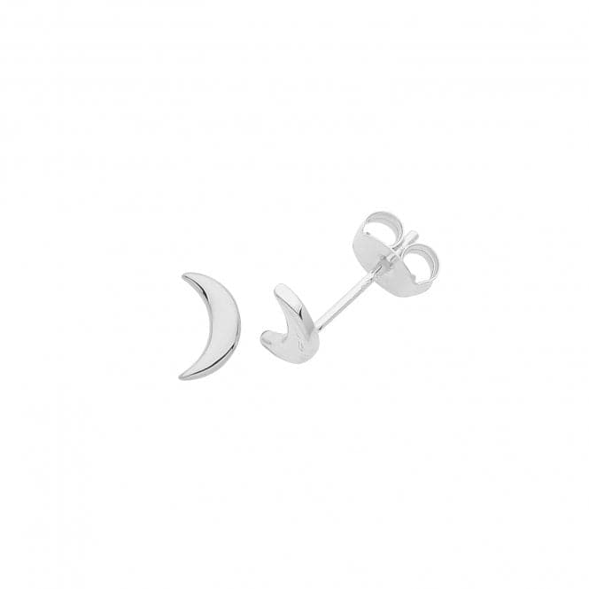 Silver rhodium Moon Studs G51275Acotis Silver JewelleryTH - G51275