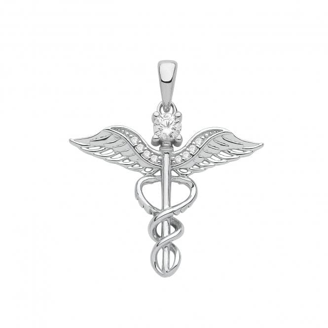 Silver rhodium Plated Caduceus Pendant G61115Acotis Silver JewelleryTH - G61115