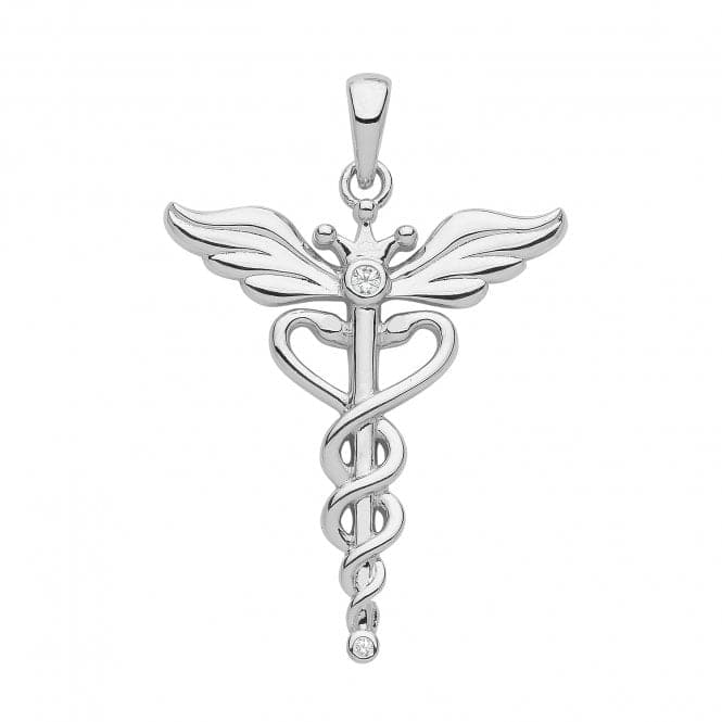 Silver rhodium Plated Caduceus Pendant G61116Acotis Silver JewelleryTH - G61116