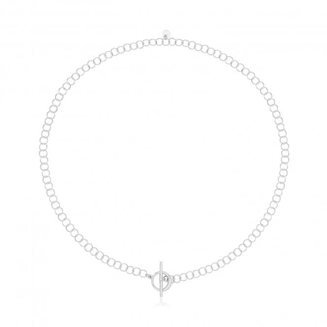 Silver rhodium Plated Circle Link T - Bar Necklace G3400rhAcotis Silver JewelleryTH - G3400rh