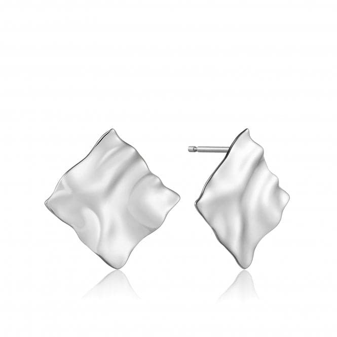 Silver Rhodium Plated Crush Square Stud Earrings E017 - 03HAnia HaieE017 - 03H