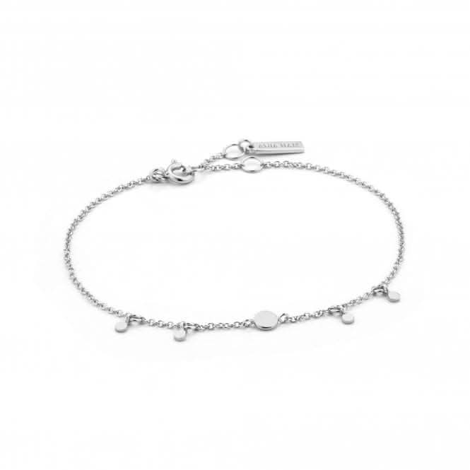 Rhodium Plated Geometry Drop Discs Bracelet B005