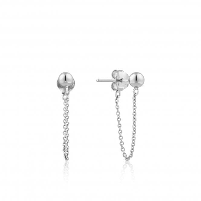Silver Rhodium Plated Modern Chain Stud Earrings E002 - 06HAnia HaieE002 - 06H