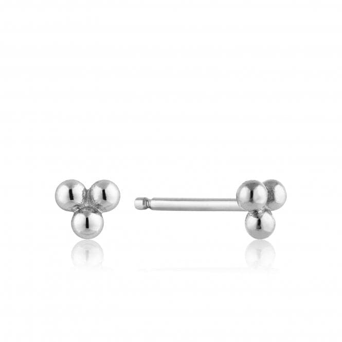 Silver Rhodium Plated Modern Triple Ball Stud Earrings E002 - 01HAnia HaieE002 - 01H