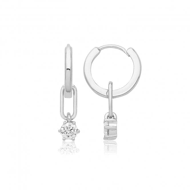 Silver rhodium Plated Moon Clicker Earrings G51345Acotis Silver JewelleryTH - G51345