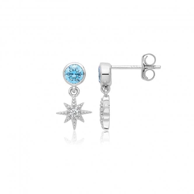 Silver rhodium Plated Northern Star Drop G51357Acotis Silver JewelleryTH - G51357