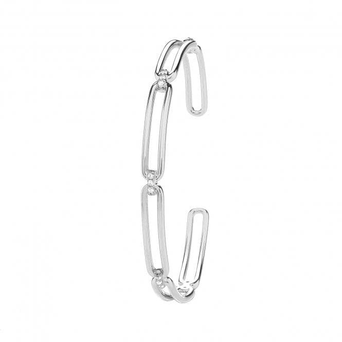 Silver rhodium Plated Paperclip Link Zirconia Bangle G4432Acotis Silver JewelleryTH - G4432