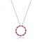 Silver rhodium Plated Ruby Zirconia Circle Necklace G3397RAcotis Silver JewelleryTH - G3397R