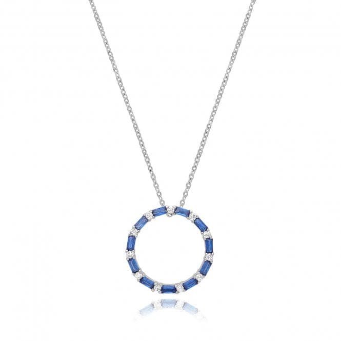 Silver rhodium Plated Sapphire Zirconia Circle Necklace G3397SAcotis Silver JewelleryTH - G3397S