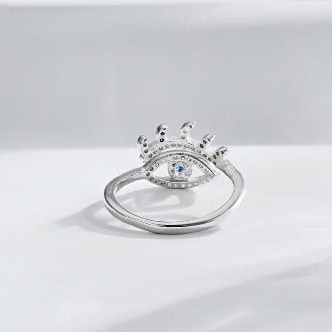 Silver Rhodium Plated Sparkling Zirconia Adjustable Evil Eye Ring ERLR014Ellie Rose LondonERLR014