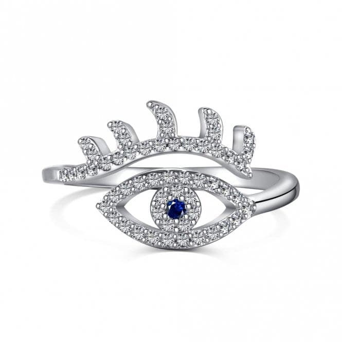 Silver Rhodium Plated Sparkling Zirconia Adjustable Evil Eye Ring ERLR014Ellie Rose LondonERLR014