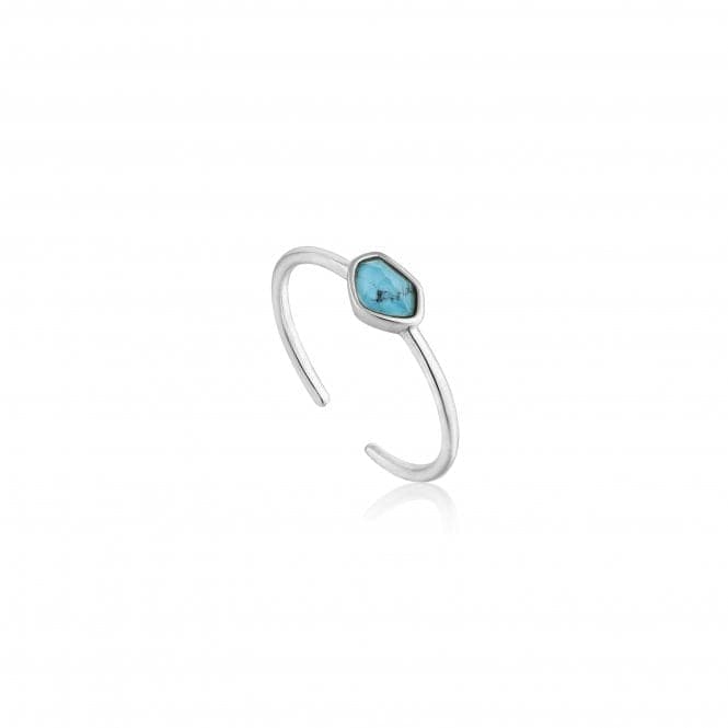 Silver Rhodium Plated Turquoise Adjustable Ring R014 - 01HAnia HaieR014 - 01H