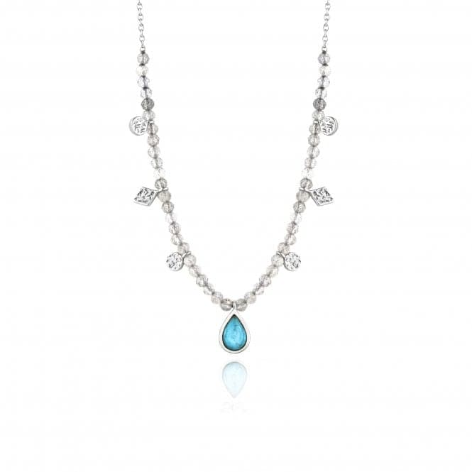 Silver Rhodium Plated Turquoise Labradorite Necklace N014 - 03HAnia HaieN014 - 03H